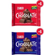 Züber Pirinç Patlaklı Sütlü Çikolata 35G x 6 Adet + Sütlü Çikolata 42G x 6 Adet