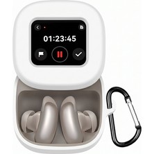 Caseonn Anker Soundcore Liberty 5 Pro Max Kılıf Askı Aparatlı Mat Silikon Beyaz