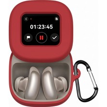 Caseonn Anker Soundcore Liberty 5 Pro Max Kılıf Askı Aparatlı Mat Silikon Kırmızı