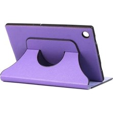 Galaxy Tab A8 10.5 SM-X200 (2021) ile Uyumlu Dönebilen Standlı Kılıf - Lila - Beyaz 1