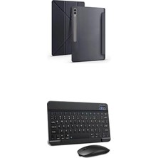 Samsung Galaxy Tab S11 Ultra SM-X930 Tablet Kılıfı, Bluetooth Klavye ve Mouse Set, Standlı, Siyah