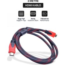 Concord HDMI 4K 3m Nylon Örgülü Kablo – Yüksek , Tv, Bilgisayar, Oyun Konsol Uyumlu