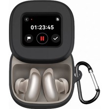 Caseonn Anker Soundcore Liberty 5 Pro Max Kılıf Askı Aparatlı Mat Silikon Siyah