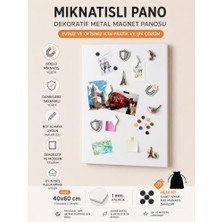 Mıknatıslı Pano; Beyaz Renk, 40X60 Cm, Dekoratif Metal Magnet Panosu