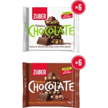 Züber Antep Fıstıklı Sütlü Çikolata 42G x 6 Adet + Fındıklı Sütlü Çikolata 42G x 6 Adet