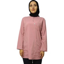 Nutrix Uniforma Nutrix Üniforma Tesettür Pudra Tek Üst Soft Likralı Hemşire ve Doktor Forması Tunik Hastane Üniforması