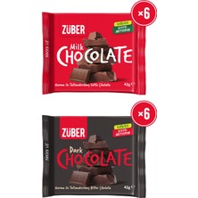 Züber Bitter Çikolata 42G x 6 Adet + Sütlü Çikolata 42G x 6 Adet