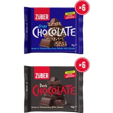 Züber Bitter Çikolata 42G x 6 Adet + Pirinç Patlaklı Sütlü Çikolata 35G x 6 Adet