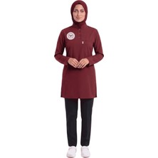 Nutrix Uniforma Nutrix Üniforma Tesettür Bordo Siyah Kombin Soft Likralı Hemşire ve Doktor Forması Takımı Hastane Üniforması