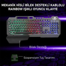 Steep Solid Rainbow Işıklı Mekanik Hisli Gaming Kablolu Klavye Türkçe Q, Bilek Destekli Kablolu - Mekanik Hisli