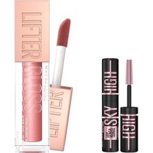 Lifter Gloss Nemlendirici Dudak Parlatıcısı 003 Moon ve Mini Lash Sensational Sky High Cosmic Black Maskara Makyaj Seti
