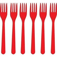 Plastik Kırmızı Çatal, 25'li