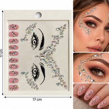 Airbrush Tattoo Silver Ince Model Yapışkanlı Yüz Taşı Face Gems Taşlı Yüz ve Vücut Süsü