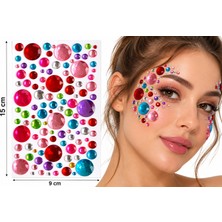 Airbrush Tattoo Renkli Daireler Yapışkanlı Yüz Taşı Face Gems Taşlı Yüz ve Vücut Süsü