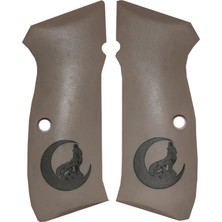 Makgrips Cz 75 A Kurt ve Ay Temalı Beyaz Metal Armalı Pleksi Tabanca Kabzesi
