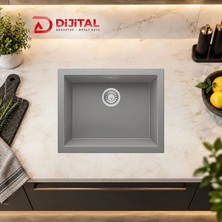 Real Stone K012 Gordion 60 Gri Granit Mutfak Eviyesi 60x47.5 cm