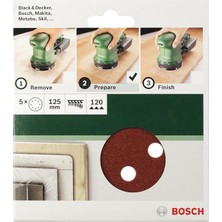 Home And Garden Eksantirik Zımpara Kağıdı 5'li, 125 MM120 Kum 8 Delik, Yeşil
