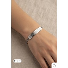 Mavega Kadın Çelik Inşirah Suresi Yazılı Bileklik 316L Paslanmaz Kararmaz Gümüş Silver 17+3 cm