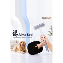 Galeriyo Elektrostatik Tüy Toplama Eldiveni ve Çok Fonksiyonlu Evcil Hayvan Fırçası Ikili Set