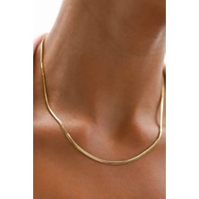 Ricco Jewellery 14 K Gold Kaplama 925 Ayar Gümüş Balık Sırtı Kolye