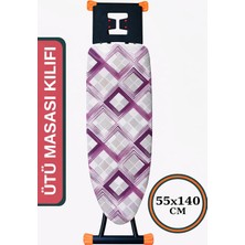Asev Home Ütü Masası Kılıfı Keçeli Ipli Stoperli Büyük Boy 55X140 cm Karosi Leylak