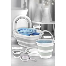 Hobby Life 3' Lü Set Katlanır Çamaşır Sepeti, Katlanabilir Akordeon Su Kovası, Maşrafa