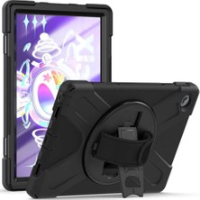 Lenovo Tab M10 Plus 3. Jenerasyon TB-125FU TB-128FU Uyumlu Siyah Askılı Defender Zırhlı Kılıf