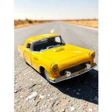Nostaljik Lezzetler Nostaljik Sarı 1955 Ford Thunderbird  ( 1/32 Ölçek ) Metal Çek Bırak Araba Kapılar Açılır