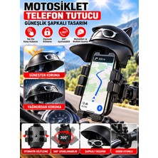 Azurtech Motosiklet Telefon Tutucu Şapkalı Güneşlikli 360° Ayarlanabilir Otomatik Kilitli