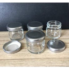 Mobilreyon - 50 Adet 29 cc Cam Kavanoz - Gümüş Kapak - Hediyelik, Hobi, Düğün, Nişan-Mini Kav