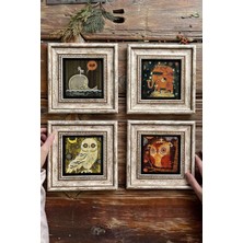 Oscar Stone Decor Çerçeveli Taş Tablo Duvar Dekoru 20X20CM 4'lü Set Baykuşlar Fil ve Balina