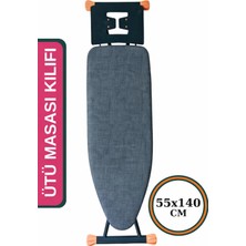 Asev Home Ütü Masası Kılıfı Keçeli Ipli Stoperli Büyük Boy 55X140 cm Grey
