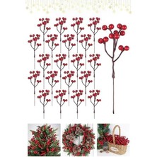 Yenigeldi 10 Adet 18 cm Kokina Red Berry Yılbaşı Süsü Yılbaşı Uğuru T-105, Kırmızı