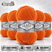 Alize Süperlana Maxi - 225 Turuncu - 5'li Paket - 100GR/100M - El Örgü Ipi - Atkı Hırka Yelek Kazak Şal Ipi