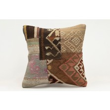 Kilim Wholesale El Yapımı Kilimden Yapılmış Vintage Kırlent Kılıfı, Yün, 40X40 cm