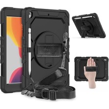 Apple iPad 9. 8. 7. Nesil 10.2" ile Uyumlu Askılı Defender Pars Tablet Kılıfı, Fuji 2019 2020 2021 2022, Siyah