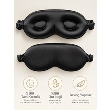 Icon Silk 'Sleep & Glow' %100 Saf Ipek Üç Boyutlu Tam Karanlık Uyku Maskesi Göz Bandı (Siyah)