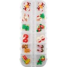Christmas Temalı 3D Tırnak Charm Süsleri, 12 Çeşit, 2 Renk