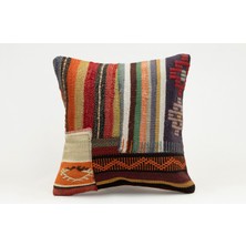 Kilim Wholesale El Yapımı Kilimden Yapılmış Vintage Kırlent Kılıfı, Yün, 40X40 cm