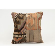 Kilim Wholesale El Yapımı Kilimden Yapılmış Vintage Kırlent Kılıfı, Yün, 40X40 cm
