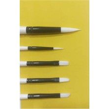 Store 5'li Karışık Sentetik Akrilik Fırça Seti, Yağlı Boya Için, 2.5mm Genişlik, 15CM Sap Uzunluğu, 6 Parça, Standart Boy