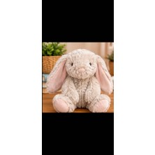 Xuping Krem Bej Pembe Kulaklı Tavşan Peluş Oyuncak – Sevimli Yumuşak Uyku ve Oyun Arkadaşı 30 cm
