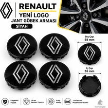 Memo Digital Renault Yeni Logo Jant Göbek Arması Siyah 58 mm - 55.5 mm