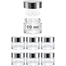 10 ml Şeffaf Cam Kavanoz, 10 cc Mini Krem Kavanozu, Aynalı Kapaklı, 6 Adet