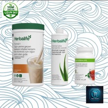 Herbalife Formül 1 Besleyici Shake Karışımı 500 G + Çay ve Bitki Ekstreli Aromalı Içecek Tozu Klasik Aromalı 102 G + Herbal Aloe Konsantre Içecek 473 ml
