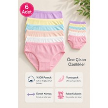 Bebelove Kız Çocuk %100 Pamuklu Ribana Külot 6'lı Paket Yumuşak Esnek Iç Giyim