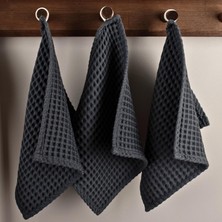Store Püskül Antrasit, Pakette 3-Adet 30X30 cm Mutfak Havlusu, Misafir Havlusu