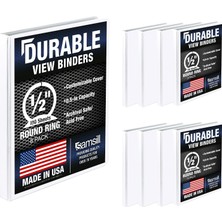 Store Dayanıklı .5 Inç Bağlayıcı, Abd'de Üretilmiştir, Yuvarlak Halka Özelleştirilebilir Şeffaf Görünüm Cilt, Beyaz, 8'li Paket (S88417)