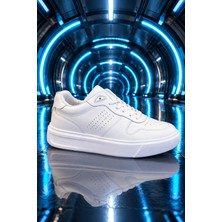Tonny Black Erkek Beyaz Rahat Kalıp Deri Detaylı Bağcıklı Sneaker