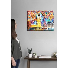 Store Renkli Dekoratif Big Ben Tarihi Londra Saat Kulesi Tablosu. Duvar Panoları: New York Retro Soyut Klasik Klimt Van Gogh Atatürk 50X35 NO-7461